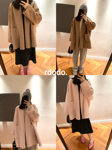 Rdodo自线 大小姐回归row风大翻领系带高克重软糯羊驼毛羊毛大衣