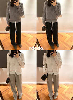 Rdodo奢华过冬尊享加绒面料撞腰系带真丝羊毛加厚款阔腿裤休闲裤