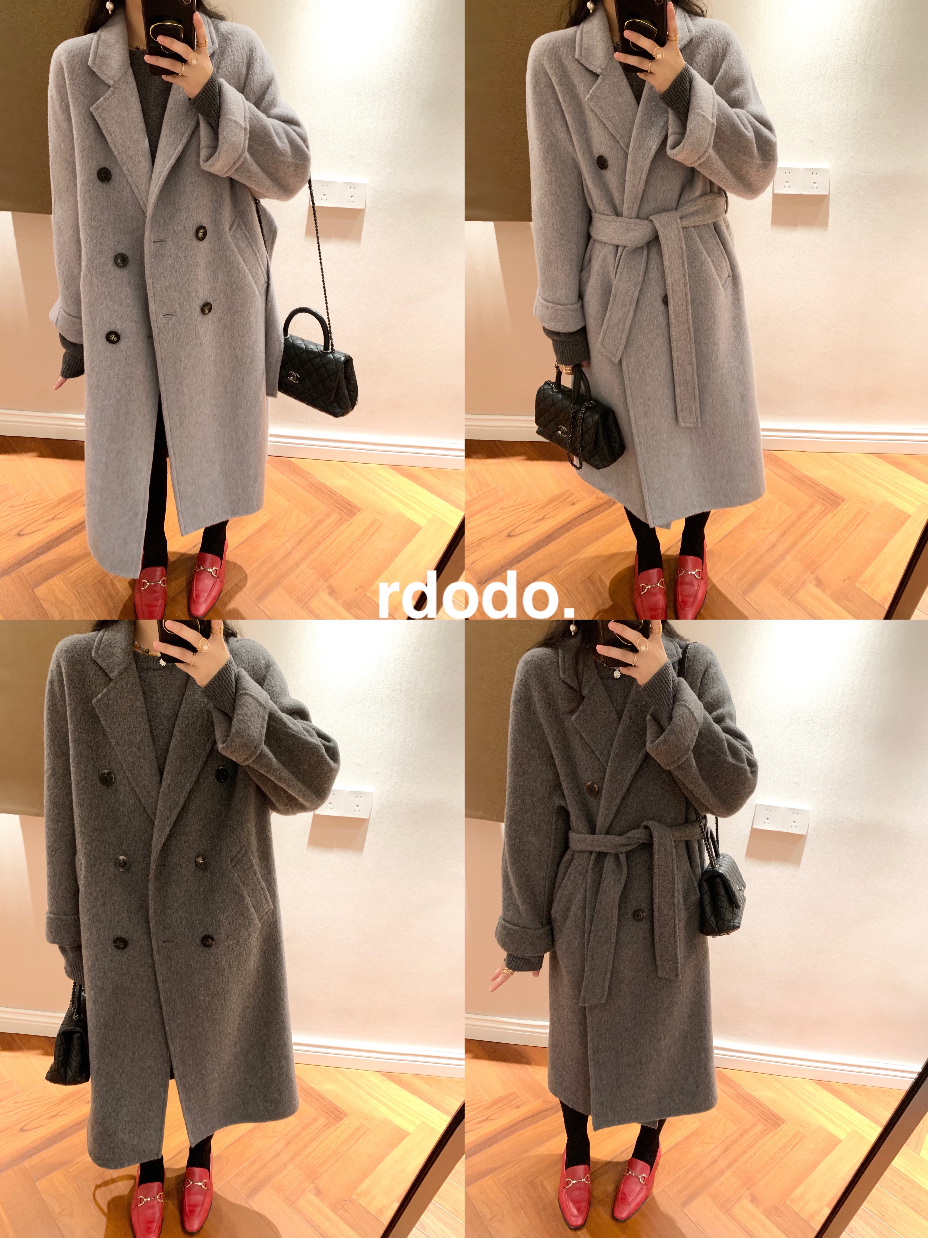 Rdodo自线 经典连肩袖大女主气质风高克重厚软长款羊驼毛羊毛大衣