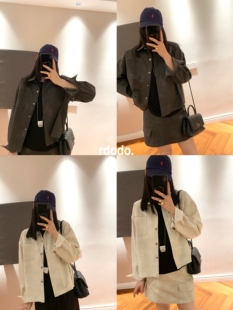 Rdodo自线 半身裙夹克外套 时髦马吉拉土耳其复古水洗牛仔棉工装