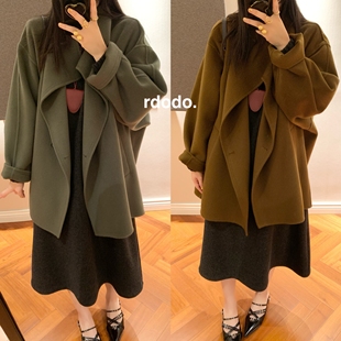 Rdodo自线 年度时髦意大利立领翻领廓形山羊绒高支羊毛短款大衣