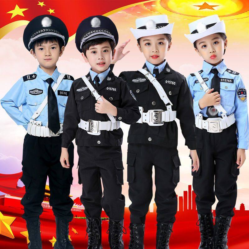 秋冬儿童小警察服男女童装套装军装警官衣服纯棉长袖小交警演出服