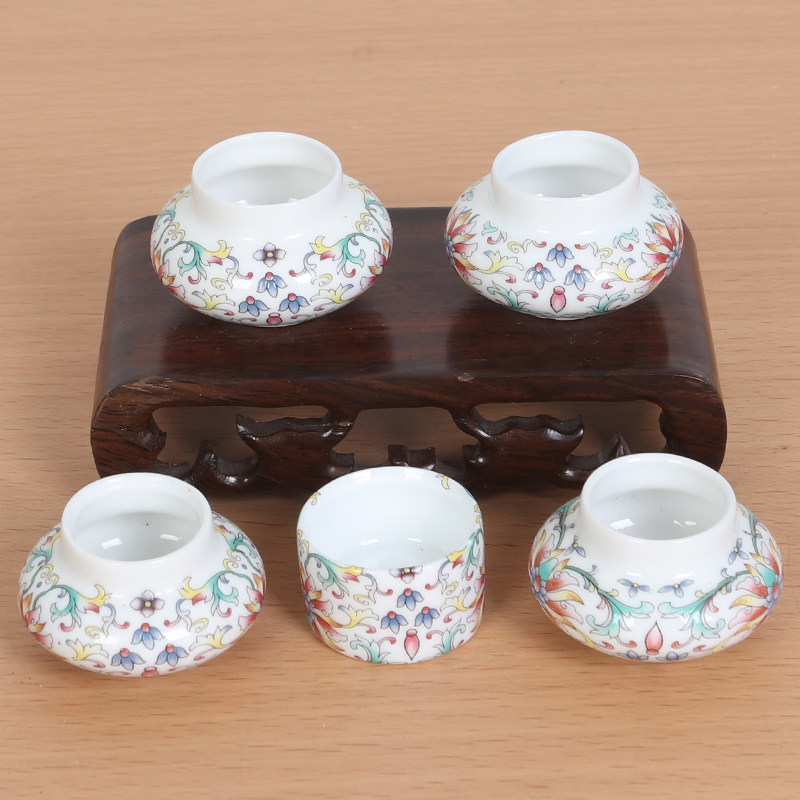 绣眼鸟食罐颠颏红子五件套鸟食罐鸟用鸟食杯鸟笼配件景德镇瓷碗