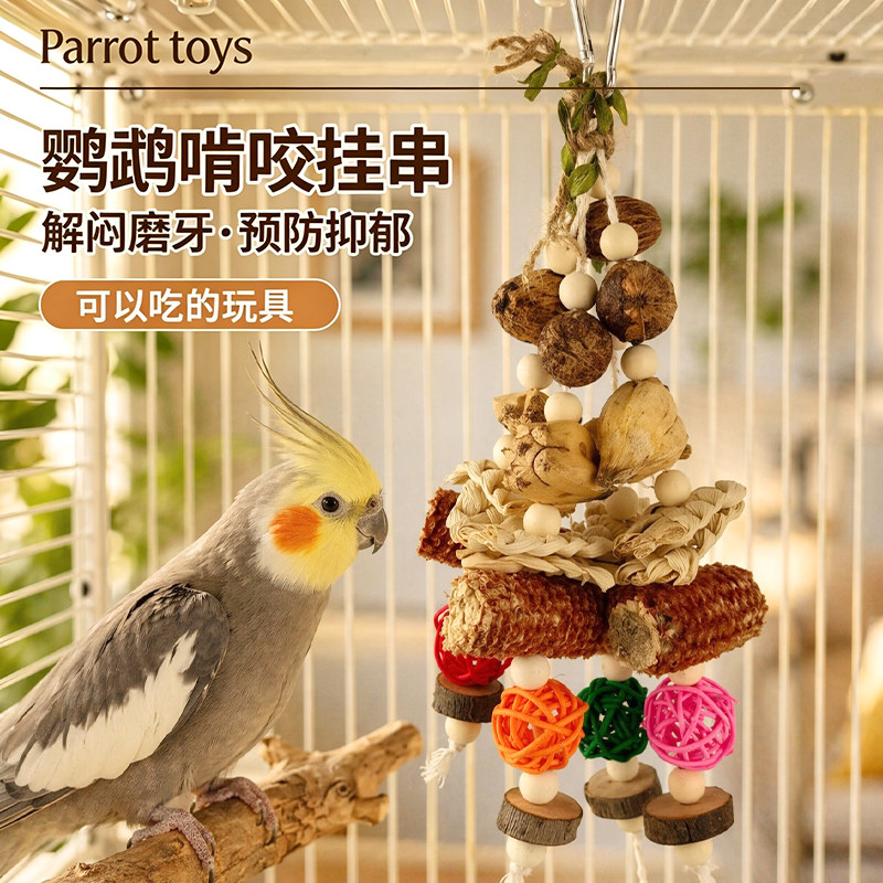 鹦鹉玩具啃咬解闷玩具干果果子挂串玄风牡丹磨嘴咬串鸟笼挂件