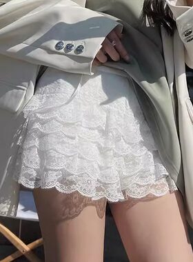 纯欲风性感jk裙打底裤防走光白色层层蕾丝蛋糕安全裤女lolita外穿