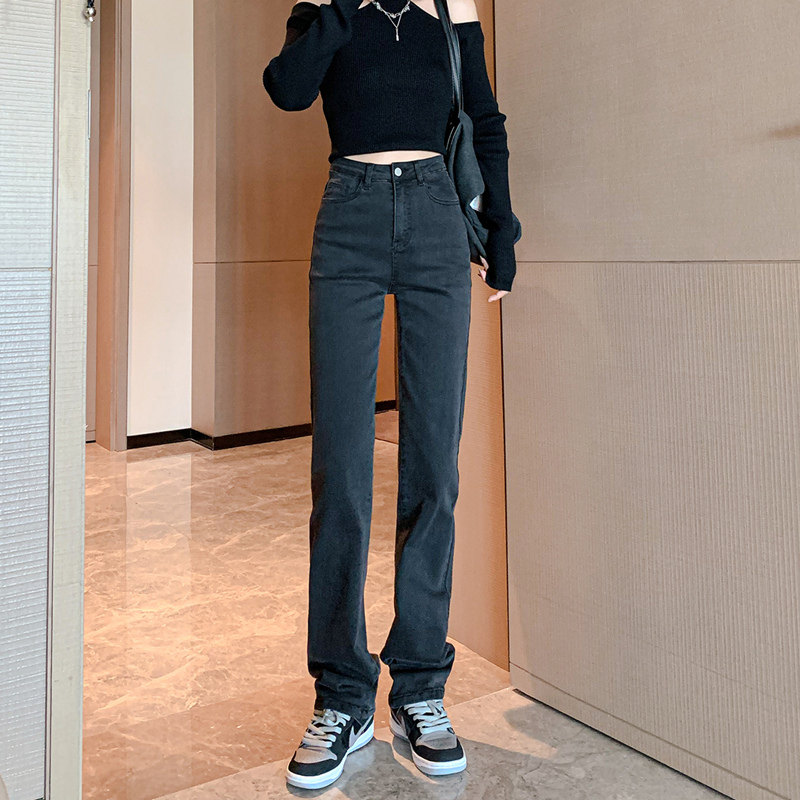 烟灰色直筒加绒牛仔裤女秋冬2021新款高腰阔腿高个子烟管裤子冬季,女装/女士精品,牛仔裤,淘宝优惠券,粉丝福利购,淘宝优惠卷