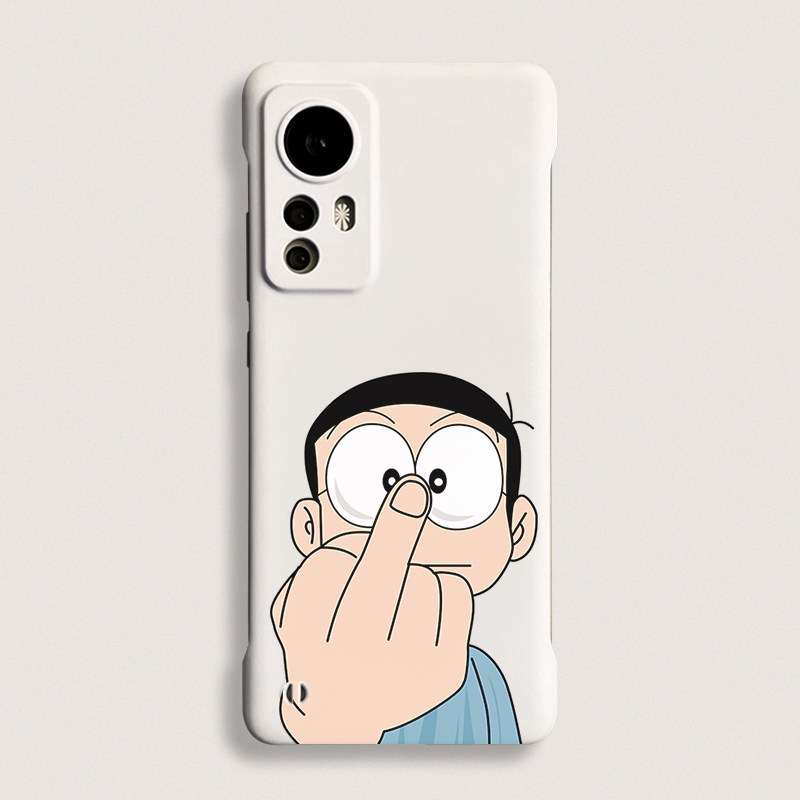 适用小米12手机壳超薄无边框硬壳12spro男款小众趣味搞怪大雄中指