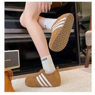 女 复古磨砂内增高森系德训鞋 2025冬新款 百搭防滑厚底系带勃肯单鞋