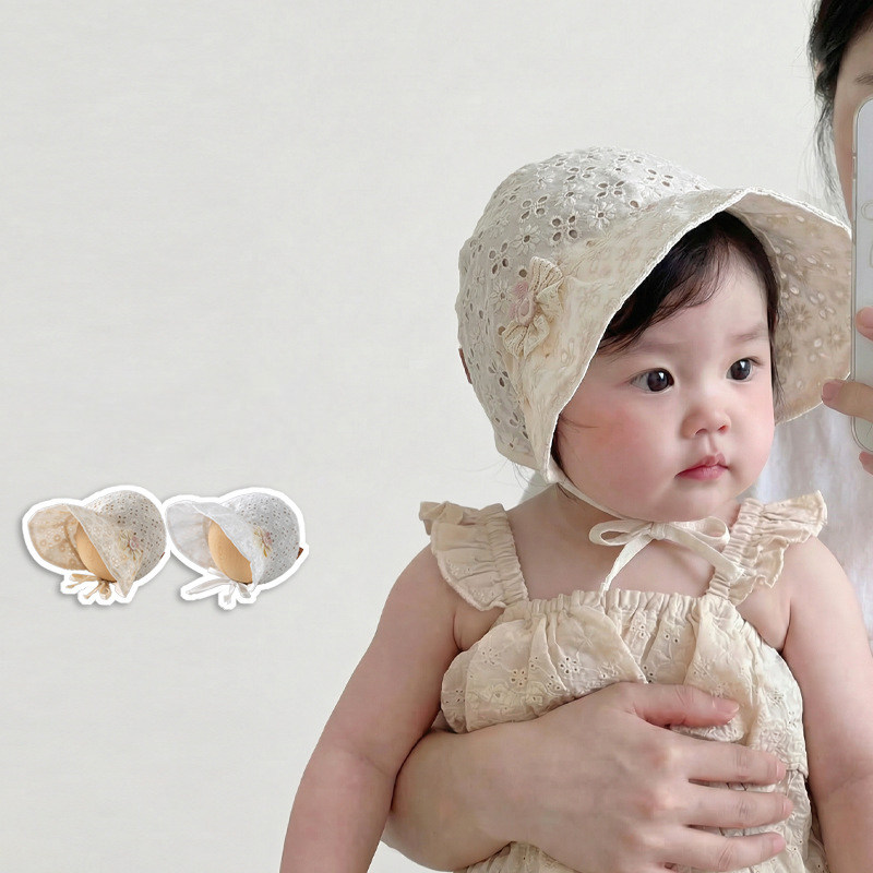 韩国婴儿帽子春夏季薄款韩系女童女宝宝萝莉帽遮阳胎帽防晒护耳帽