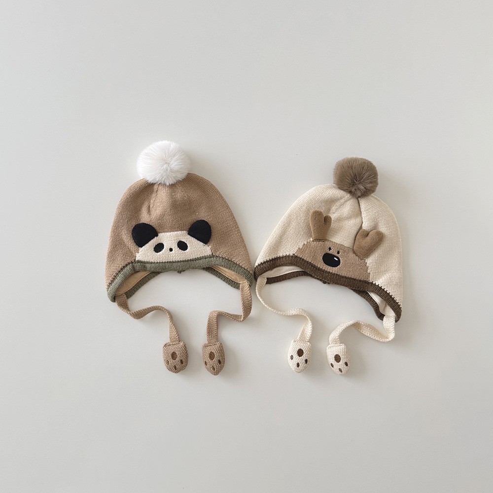 韩国婴儿帽子冬季新款可爱针织男童女童保暖宝宝护耳帽儿童毛线帽