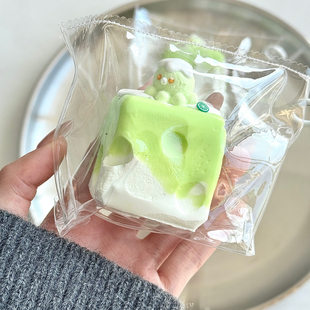抹茶小章鱼奶酪高颜值捏捏水感解压玩具慢回弹手工自制食品级硅胶
