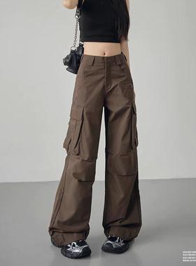 美式工装裤女2024秋季新款高腰显瘦阔腿裤直筒垂感宽松休闲裤子