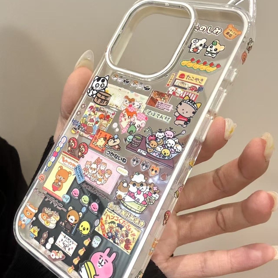 日系猫耳可爱轻松熊寿司丸子适用iphone16proma苹果15p手机保护壳