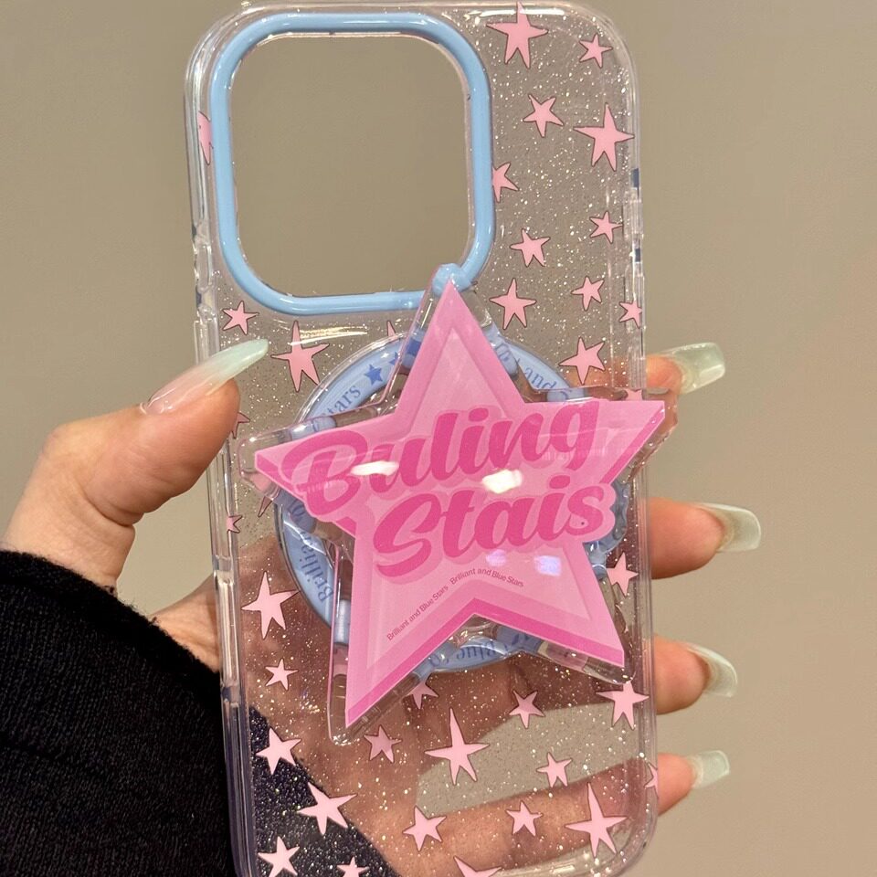 蓝粉星星磁吸支架适iphone16promax苹果15pro手机壳14磁吸13proma