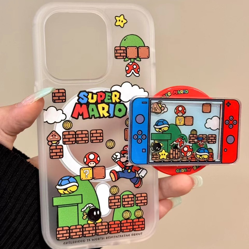 创意马里奥游戏机磁吸支架适用iphone16promax苹果15手机壳新款14