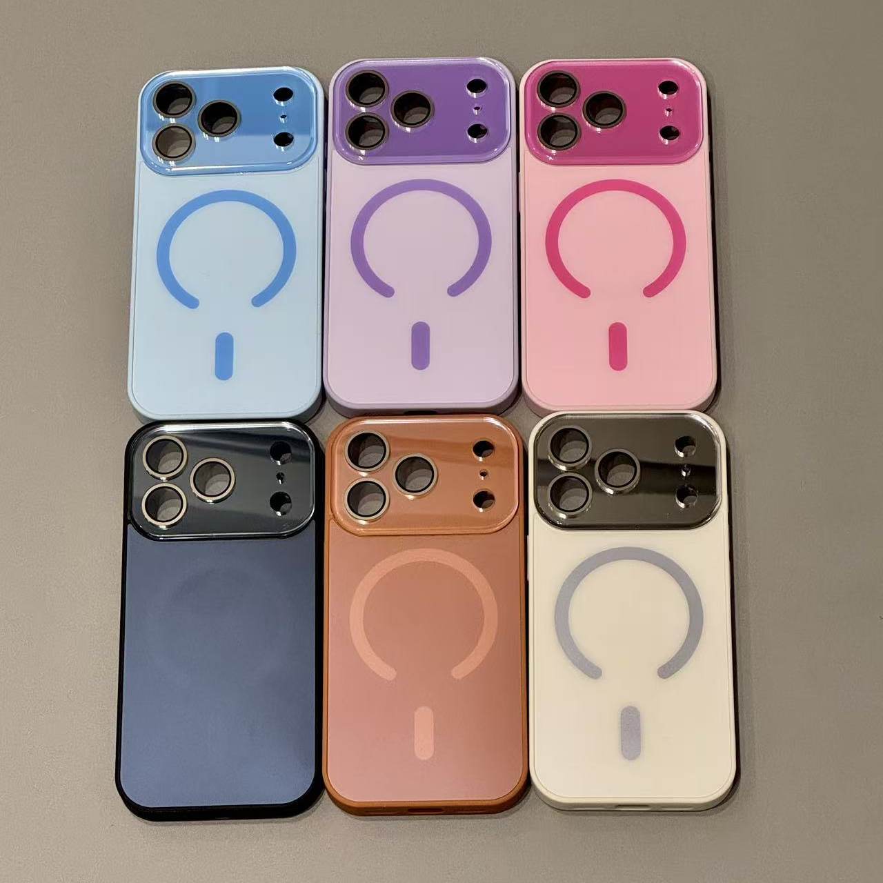 简约高级感肤感纯色大视窗磁吸适用iphone17proma苹果15手机壳16p