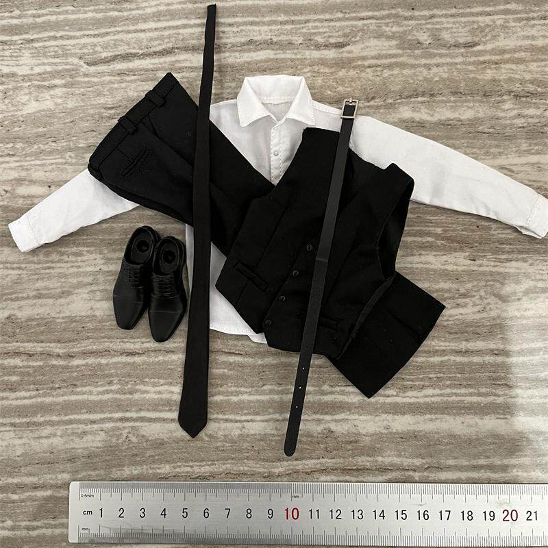 兵人1/6 黑色马甲西服套装模型 可搭配钢铁侠 托尼头雕模型 现货