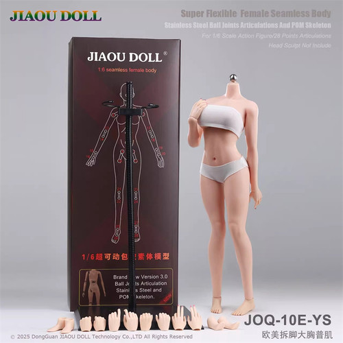 现货JIAOU DOLL16女兵人JOQ-10E欧美拆脚大胸3代可动包胶素体模型