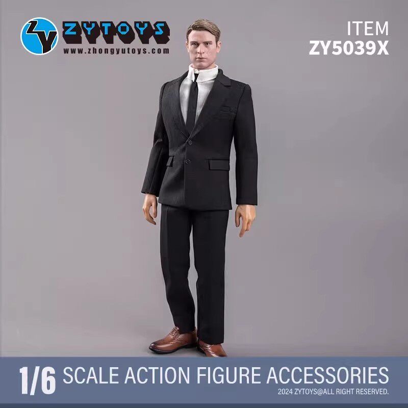 现货 新款 1/6兵人 ZY5039X 男款黑色西装套装 12寸兵人素体模型