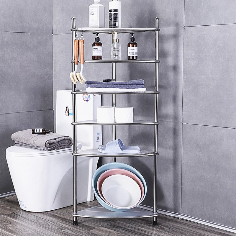 haozitai拼接不锈钢脸盆架浴室多层三角面盆架放收纳卫生间置物架