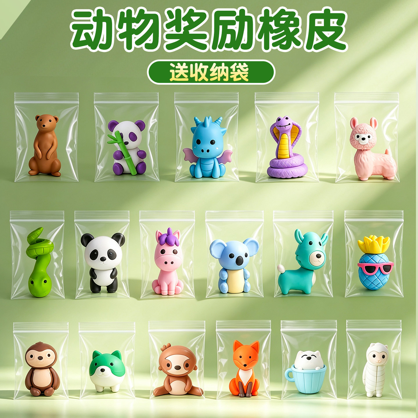 动物橡皮奖励擦无屑超干净