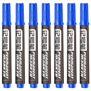得力蓝色记号笔防水防油不掉色勾线笔大头笔油性笔工业工地专用划线笔签到笔计号笔不褪色箱头笔几号笔擦不掉