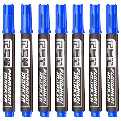 得力正品蓝色记号笔防水不掉色