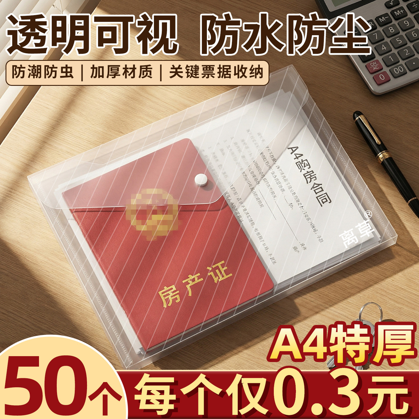 A4特厚文件袋透明商务手续袋