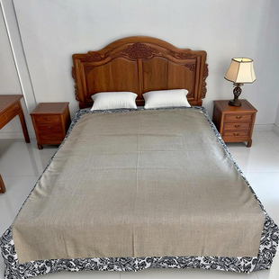 老外贸重磅100%汉麻贴边插脚高货床盖床尾毯沙发毯多功能毯