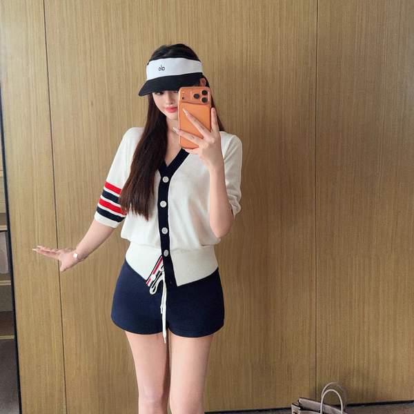 学院风撞色短袖针织开衫女夏百搭显瘦减龄刺绣polo领上衣