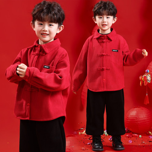 汉服男童拜年服冬装周岁男宝礼服