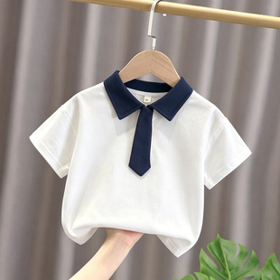 男童夏季短袖T恤儿童POLO衫学院风夏装幼儿园班服宝宝小学生纯棉