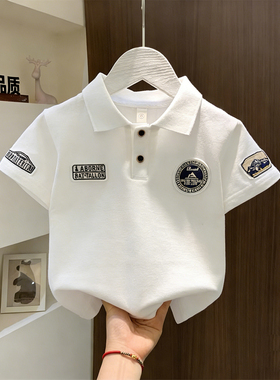男童POLO衫短袖t恤儿童2026新款夏季纯棉半袖大童男孩白色夏装潮t