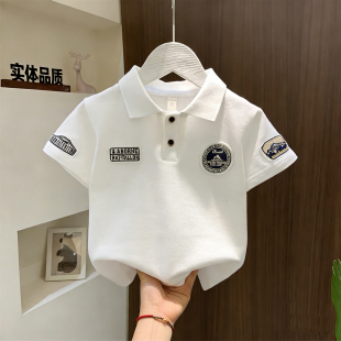 男童POLO衫短袖t恤儿童2026新款夏季纯棉半袖大童男孩白色夏装潮t