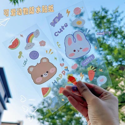 儿童手帐贴纸女孩可爱卡通手账贴画diy素材纸装饰防水透明水杯贴