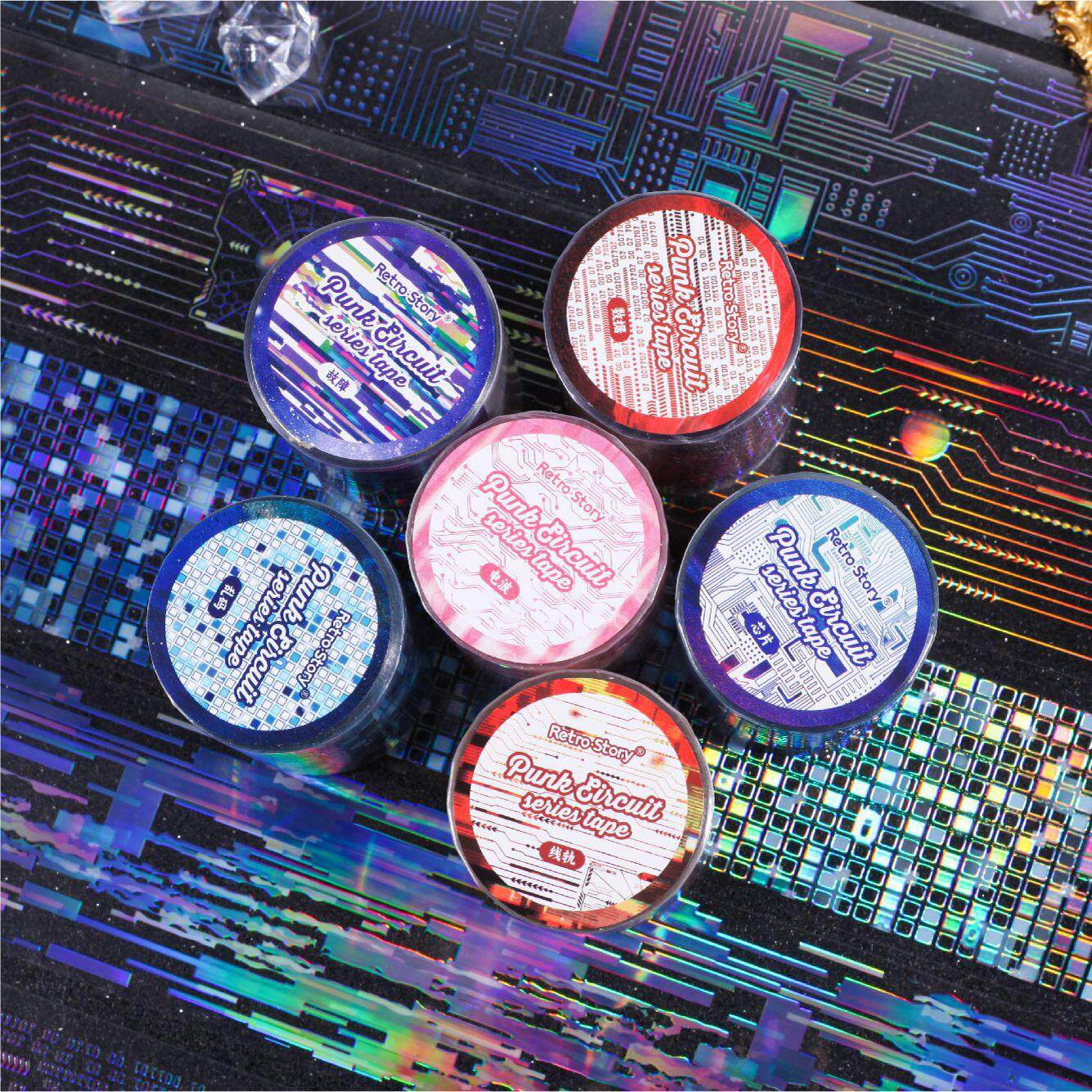 Retro Story朋克电路系列PET胶带 电路主题手帐DIY素材装饰循环贴