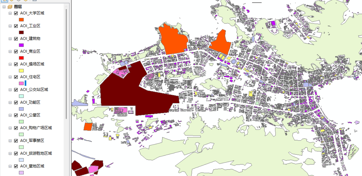 全国区县级矢量AOI矢量用地类型shp