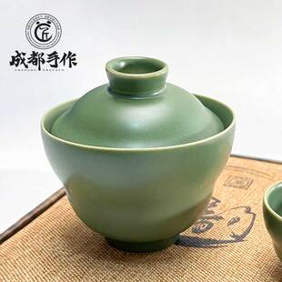 成都手作白瓷功夫茶具套装 彭州非遗技艺束腰盖碗高档礼盒装