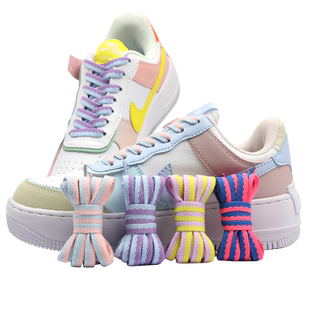 适用于耐克鞋带空军一号女款装饰扣板鞋高帮红粉空军儿童彩色免系