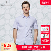 全棉 新款 ROBERTA诺贝达男装 短袖 夏季 男士 衬衫 商务竖纹休闲衬衣