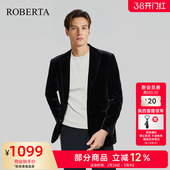 男士 ROBERTA诺贝达男装 西服春季 新款 外套 商务休闲纯色西装 丝绒