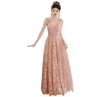 超仙花朵晚礼服裙女宴会订婚平时可穿高端轻奢声乐艺考连衣裙高级