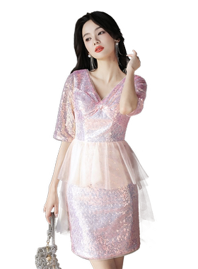 晚礼服女宴会主持人小个子高级感