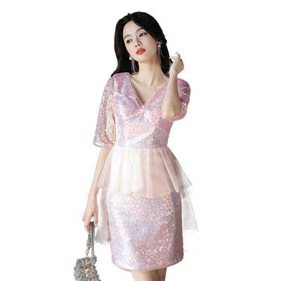 晚礼服女宴会主持人小个子高级感