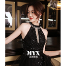 黑色小晚礼服女轻婚纱宴会高端气质亮片轻奢小众名媛高级感连衣裙