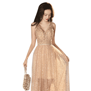 高定晚礼服女宴会高端大气上档次奢华大牌元旦晚会年会重工连衣裙