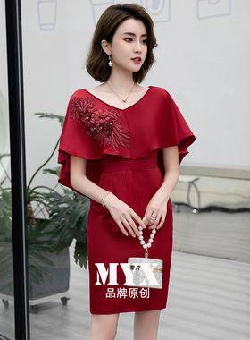 婚宴晚礼服女冬季妈妈装喜婆婆高端结婚敬酒服年轻款丈母娘连衣裙
