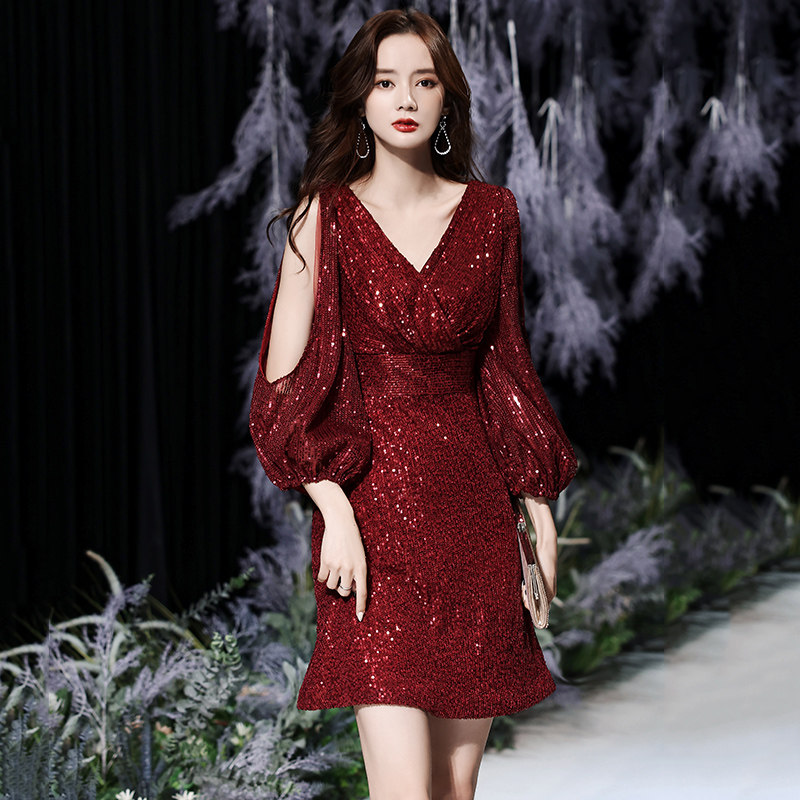 敬酒服新娘2024新款冬季红色短款法式高端气质宴会订婚小晚礼服女