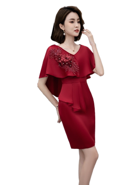 喜婆婆妈妈装婚宴礼服复古风短款