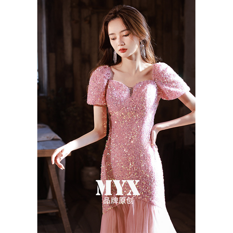 法式晚礼服女2024新款宴会高端气质轻奢小众性感订婚连衣裙高级感